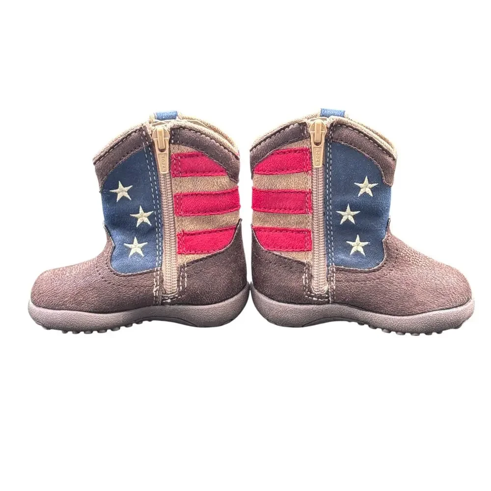 Roper Western Cowbabies Patriot Boots Flag Infants‎ 4 Brown 09-016-1902-0380